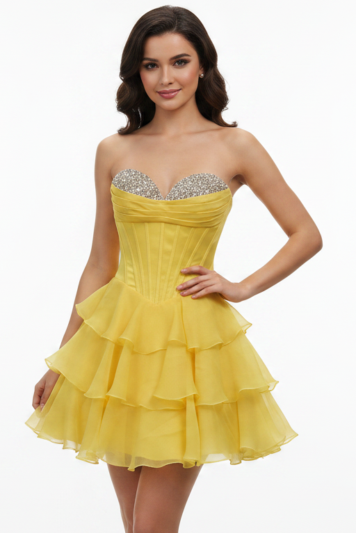 26449 - Ava Presley - Strapless Beaded Corset Mini Dress