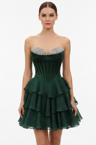 26449 - Ava Presley - Strapless Beaded Corset Mini Dress