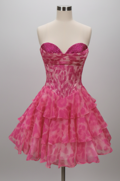 26455 - Ava Presley - Strapless Leopard Print Mini Dress