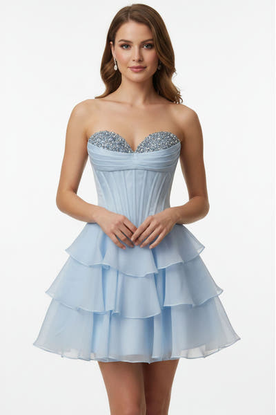 26449 - Ava Presley - Strapless Beaded Corset Mini Dress