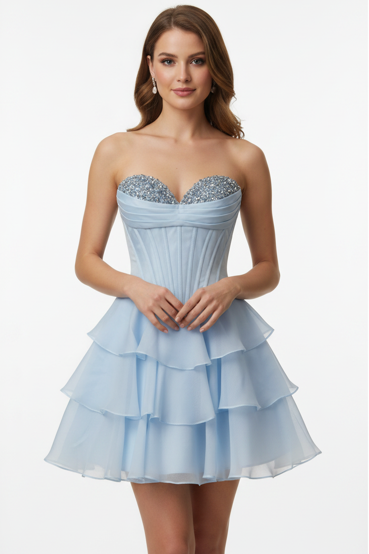 26449 - Ava Presley - Strapless Beaded Corset Mini Dress