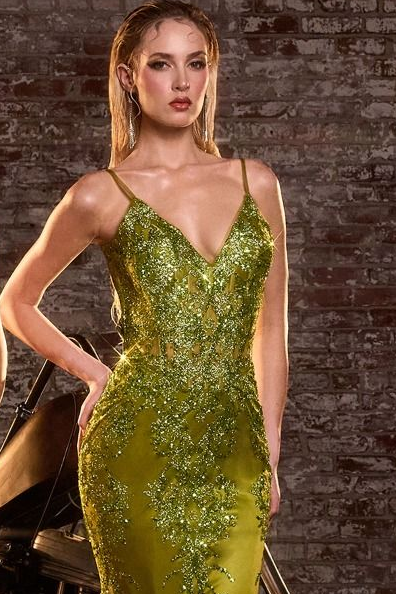 Lyra Gown - Greenery - FITTED FLORAL GLITTER PRINT CORSET GOWN
