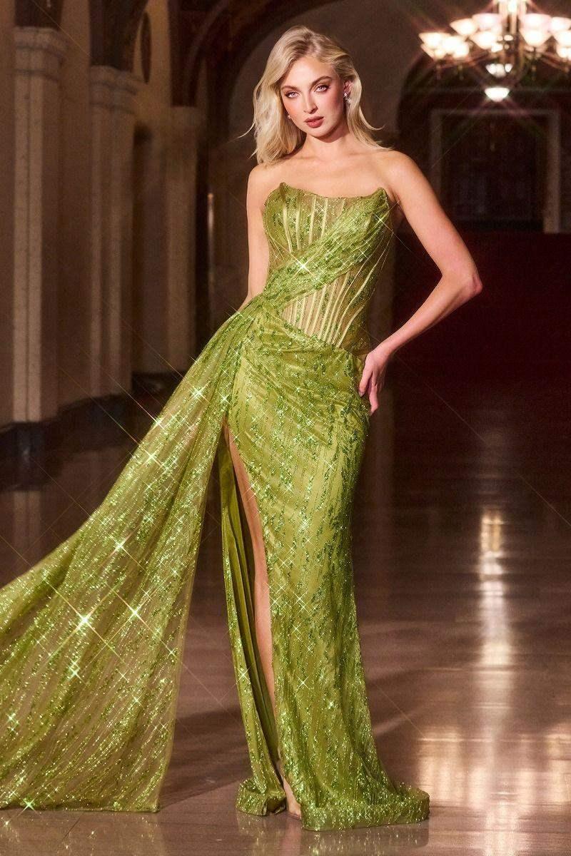 Stevie Gown - Strapless Fitted Glitter-Embellished Gown