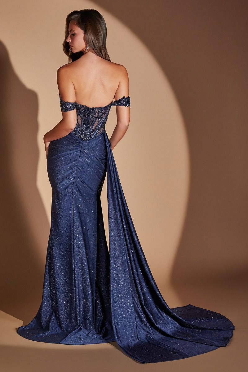 Lady Black Tie - Angelina Gown - Embellished Corset Glitter Jersey Gown