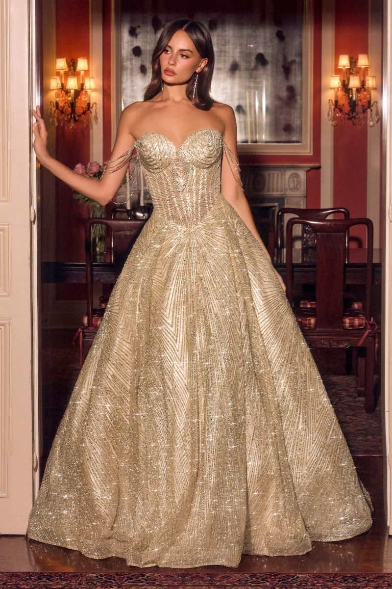 Rowan Gown - Beaded Ball Gown with Corset Back