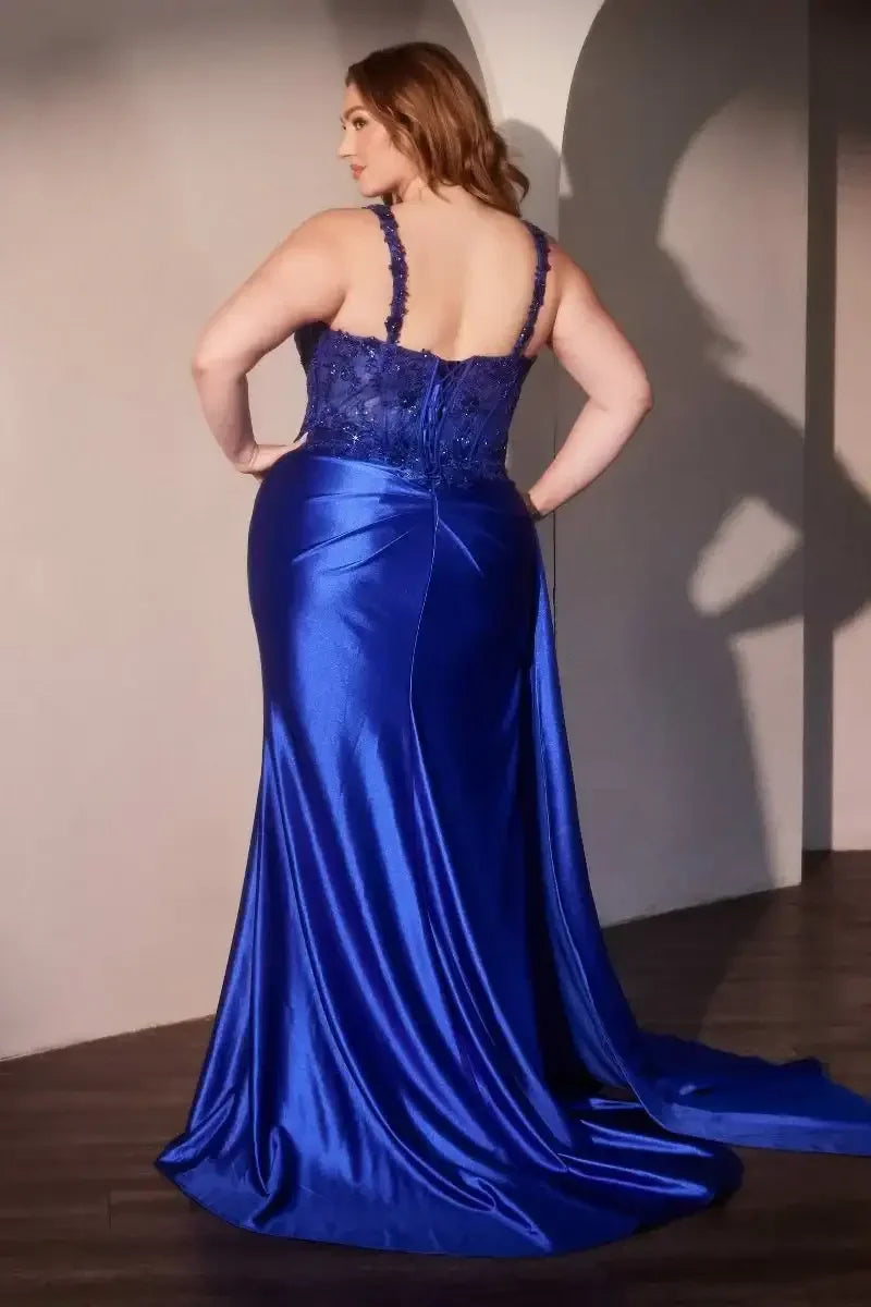 MAXIMA GOWN - FITTED SATIN & LACE BODYCON DRESS