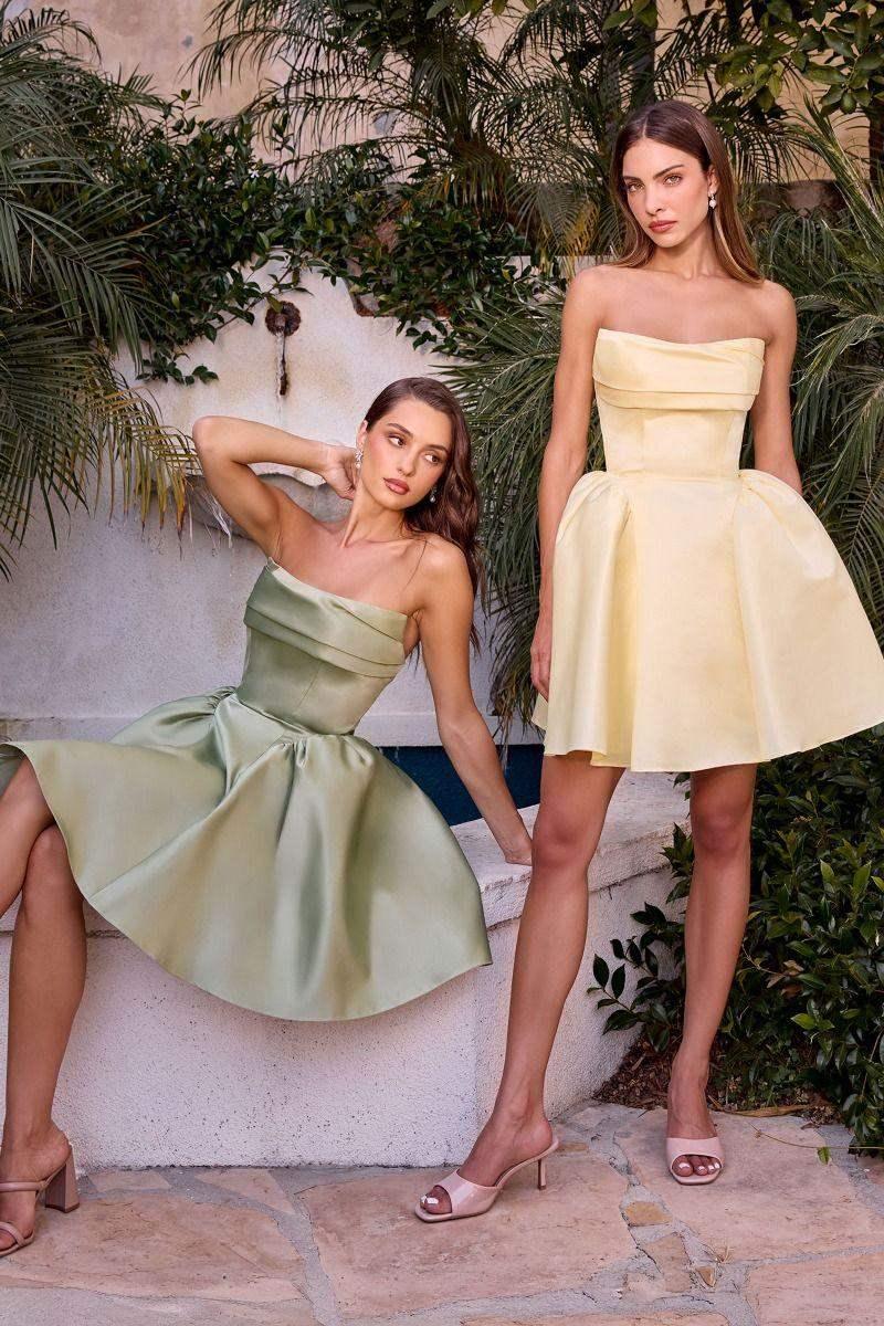 Amaya Mini Dress - Strapless Mikado A-Line Cocktail Dress