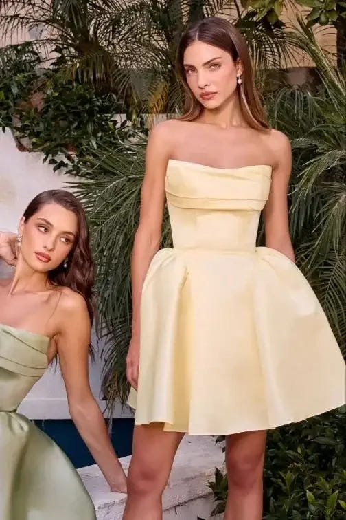 Amaya Mini Dress - Strapless Mikado A-Line Cocktail Dress