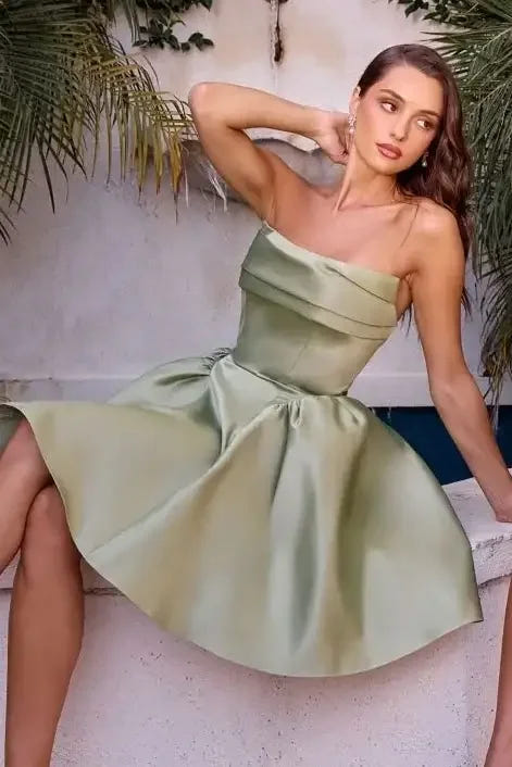 Amaya Mini Dress - Strapless Mikado A-Line Cocktail Dress