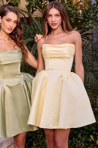 Amaya Mini Dress - Strapless Mikado A-Line Cocktail Dress