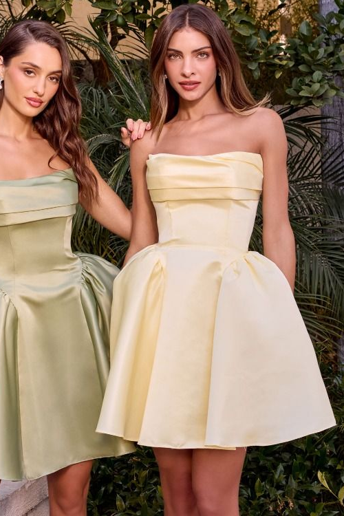 Amaya Mini Dress - Strapless Mikado A-Line Cocktail Dress
