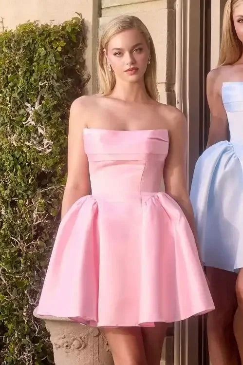 Amaya Mini Dress - Strapless Mikado A-Line Cocktail Dress