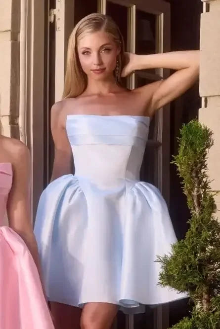 Amaya Mini Dress - Strapless Mikado A-Line Cocktail Dress