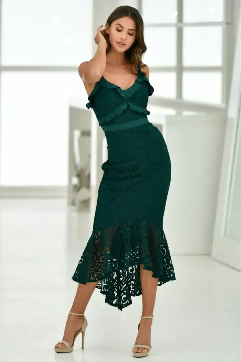 Leanne Midi Dress - Emerald Green