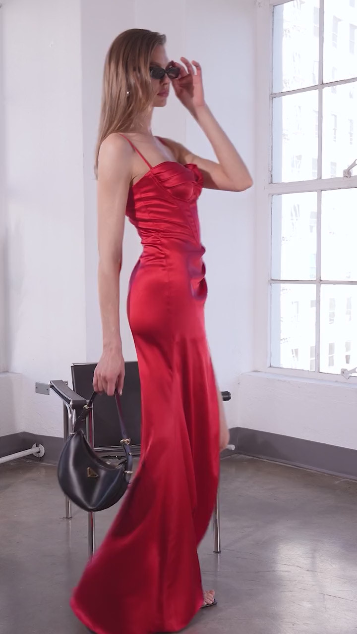 Liv Maxi Dress - Corset Style Long Satin Dress