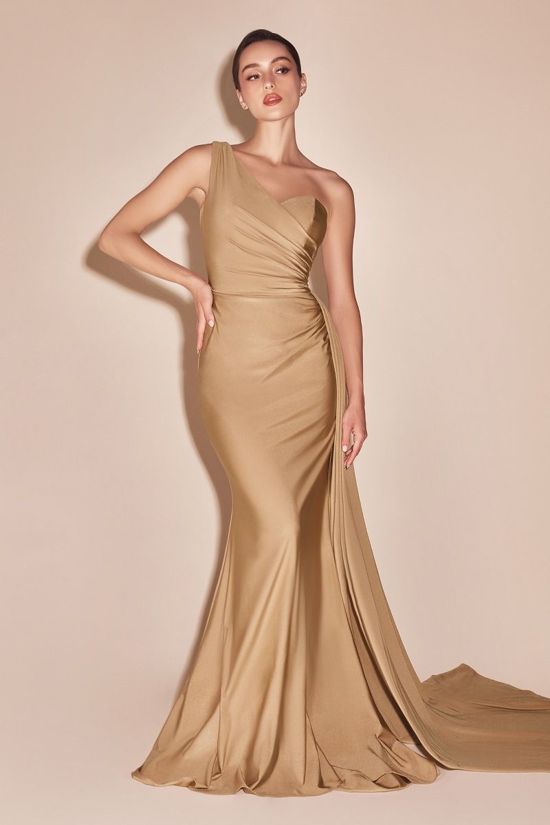 SHANNON GOWN - ONE SHOULDER STRETCH SPANDEX SATIN DRESS