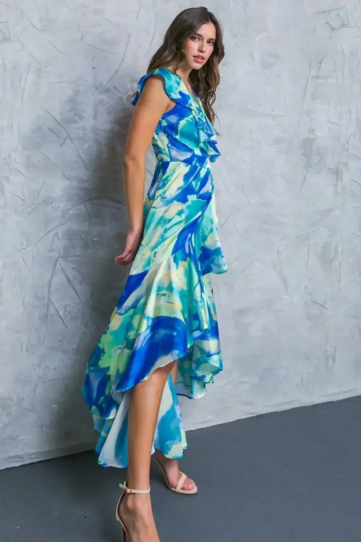 LA BABE SATIN WRAP STYLE MAXI DRESS
