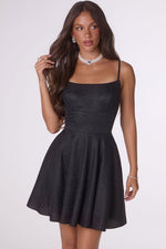 EILEEN MINI DRESS - SHIMMER DRAPE A-LINE MINI DRESS