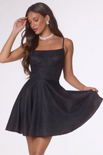 EILEEN MINI DRESS - SHIMMER DRAPE A-LINE MINI DRESS
