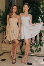 EILEEN MINI DRESS - GLITTER DRAPE A-LINE MINI DRESS