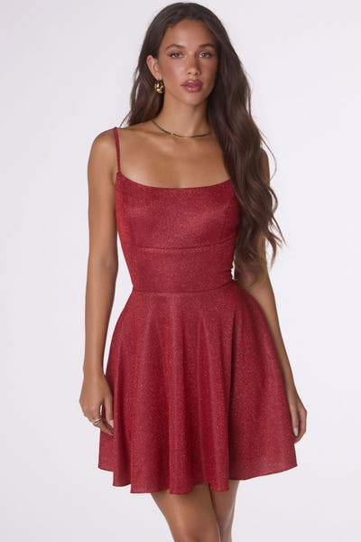 EILEEN MINI DRESS - SHIMMER DRAPE A-LINE MINI DRESS