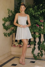 EILEEN MINI DRESS - GLITTER DRAPE A-LINE MINI DRESS