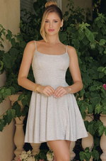 EILEEN MINI DRESS - SHIMMER DRAPE A-LINE MINI DRESS