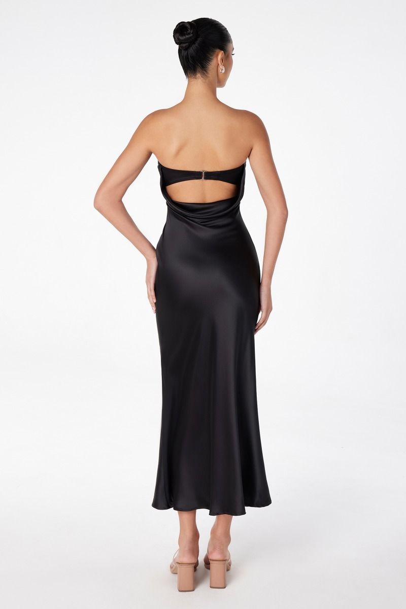 Lady Black Tie - Ruthie Satin Strapless Maxi Dress - Size Small Lady Black Tie - Ruthie Satin Strapless Maxi Dress - Size Small