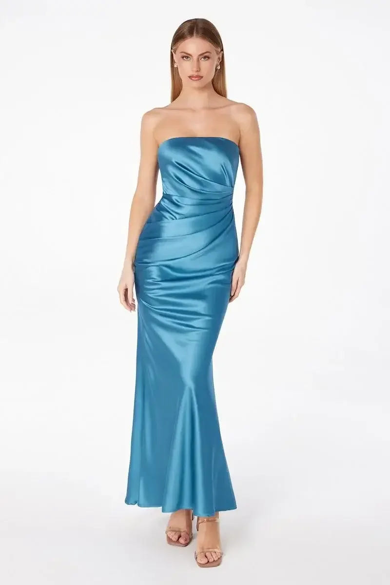 Ruthie Satin Strapless Maxi Dress