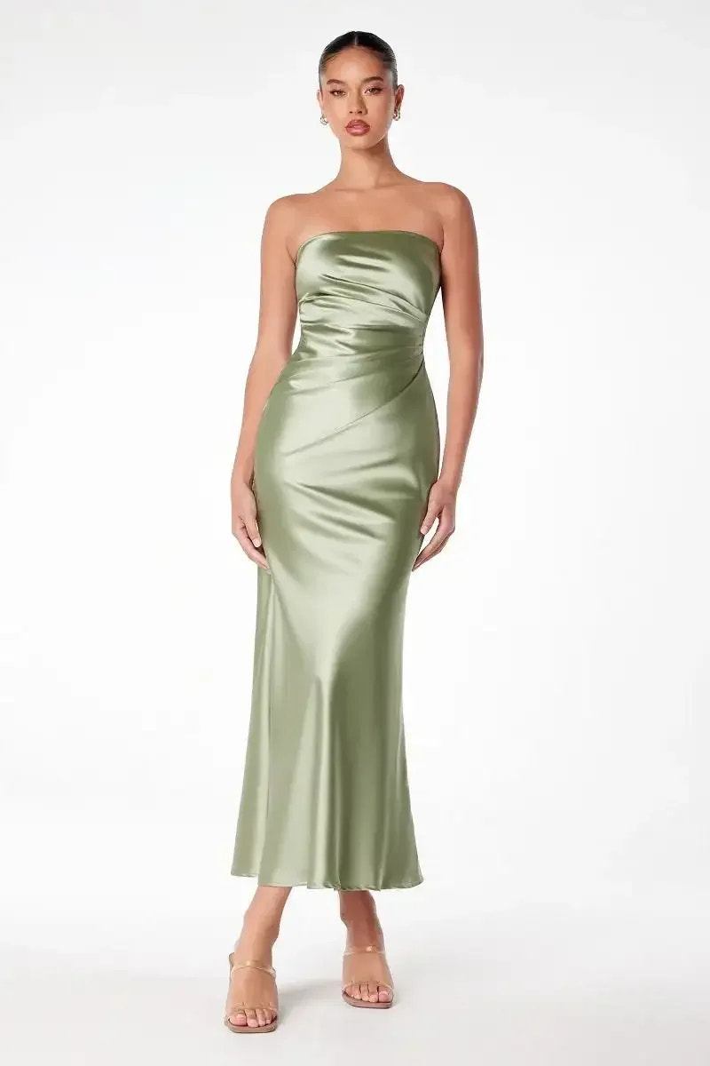 Ruthie Satin Strapless Maxi Dress