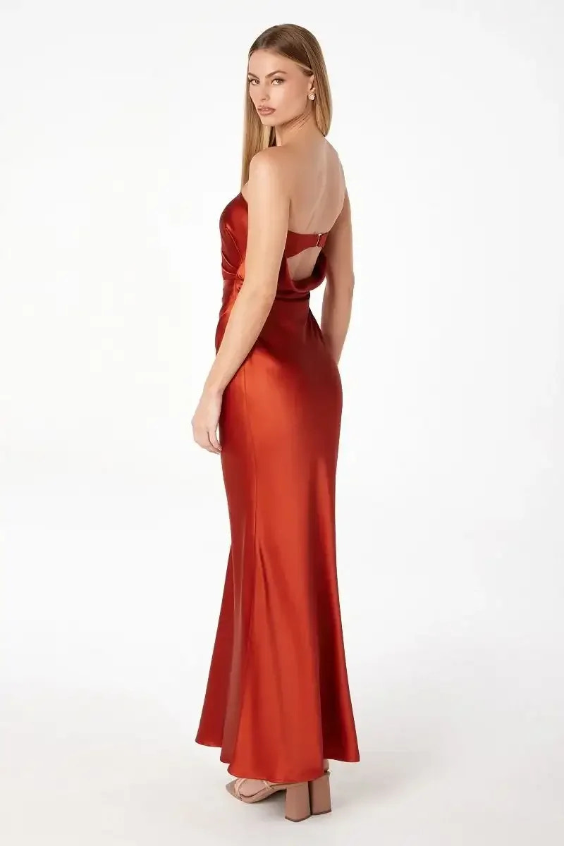 Ruthie Satin Strapless Maxi Dress