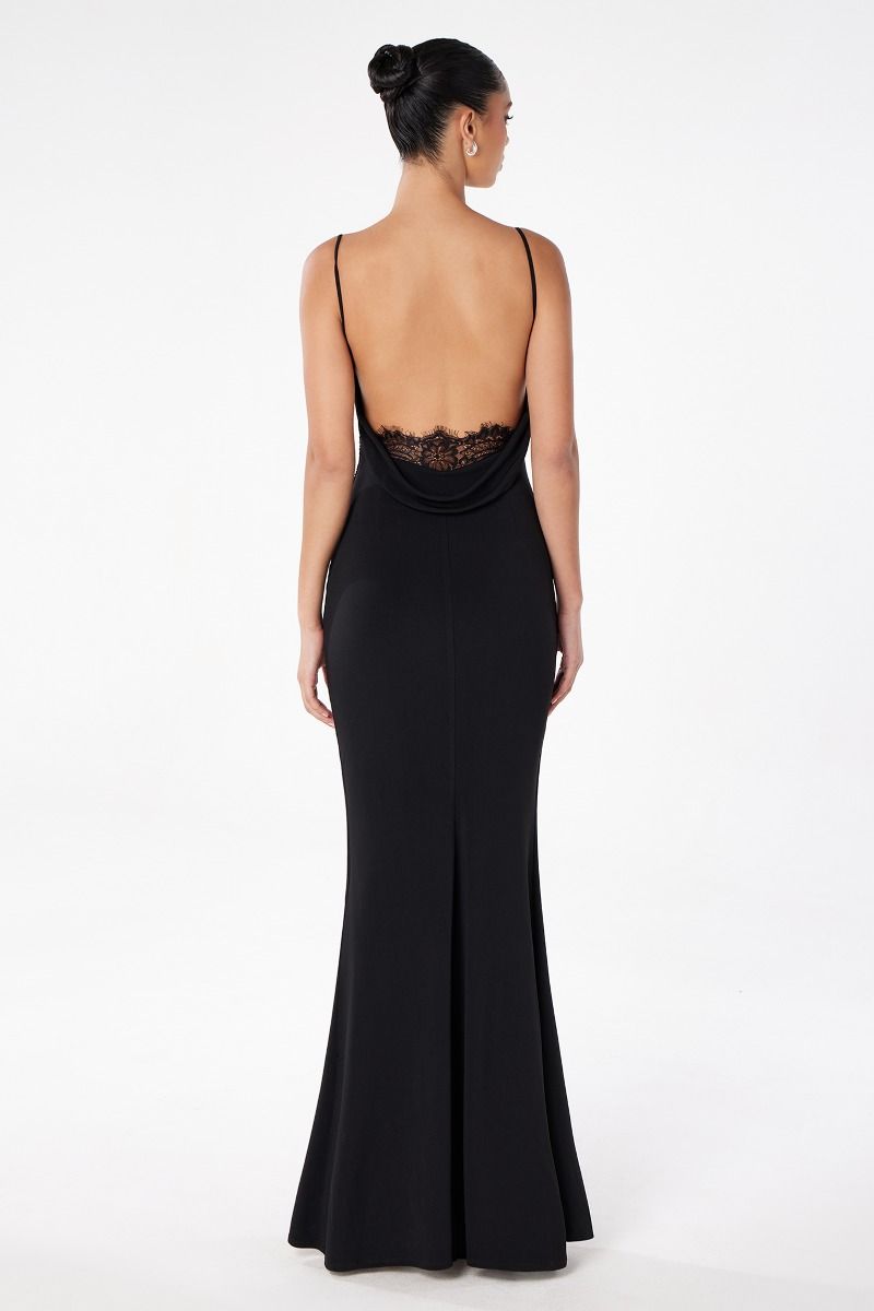 Lady Black Tie - Bette Lace Back Draped Maxi Dress - Size 2xl Lady Black Tie - Bette Lace Back Draped Maxi Dress - Size 2xl
