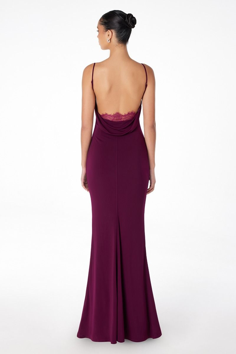 Lady Black Tie - Bette Lace Back Draped Maxi Dress - Size 2xl Lady Black Tie - Bette Lace Back Draped Maxi Dress - Size 2xl