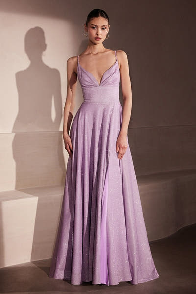 Gwendolyn Gown - Shimmer Lace-Up Back A-Line Evening Dress