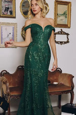 HELENA GOWN - Off the Shoulder Sequin Lace Formal Dress