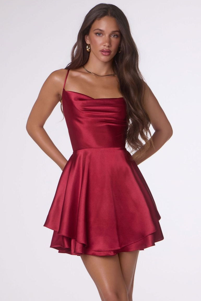 Charmaine Mini Dress - Satin Cocktail Dress
