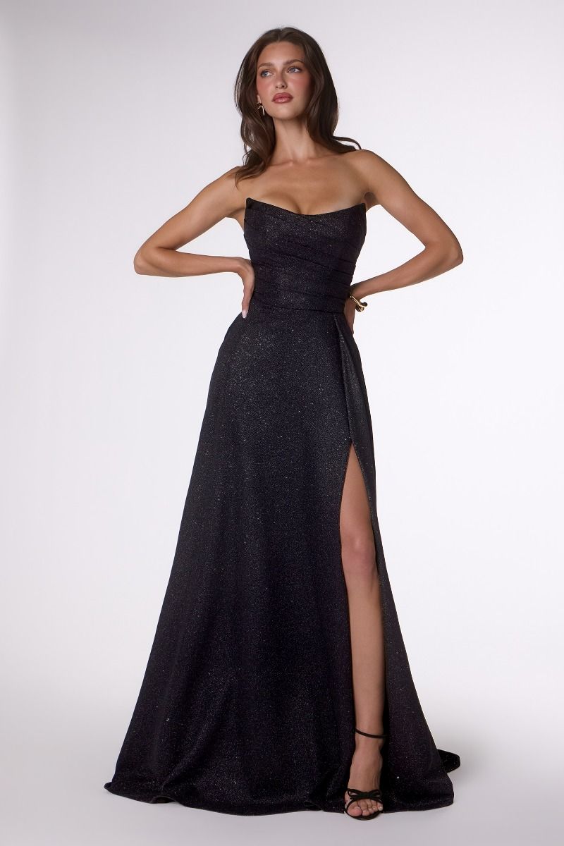 Lady Black Tie - Quinn Gown - Long Strapless Glitter A-line Dress Lady Black Tie - Quinn Gown - Long Strapless Glitter A-line Dress