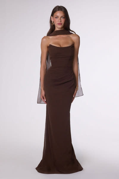 Haven Gown - Long Strapless Chiffon Dress