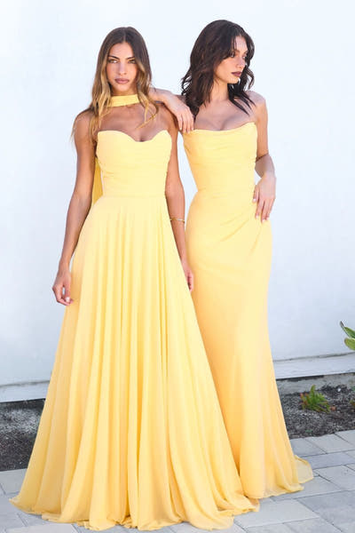Haven Gown - Long Strapless Chiffon Dress