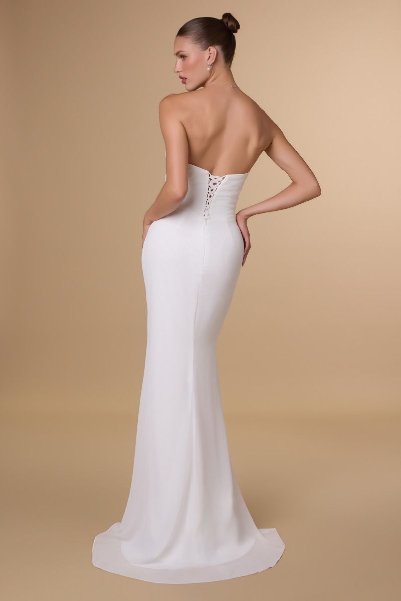 Haven Gown - Off White - Long Strapless Chiffon Dress