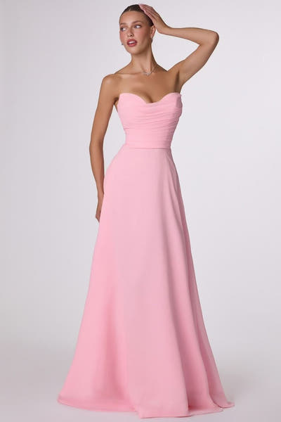 Ella Gown - A-line Strapless Chiffon Dress With Scarf