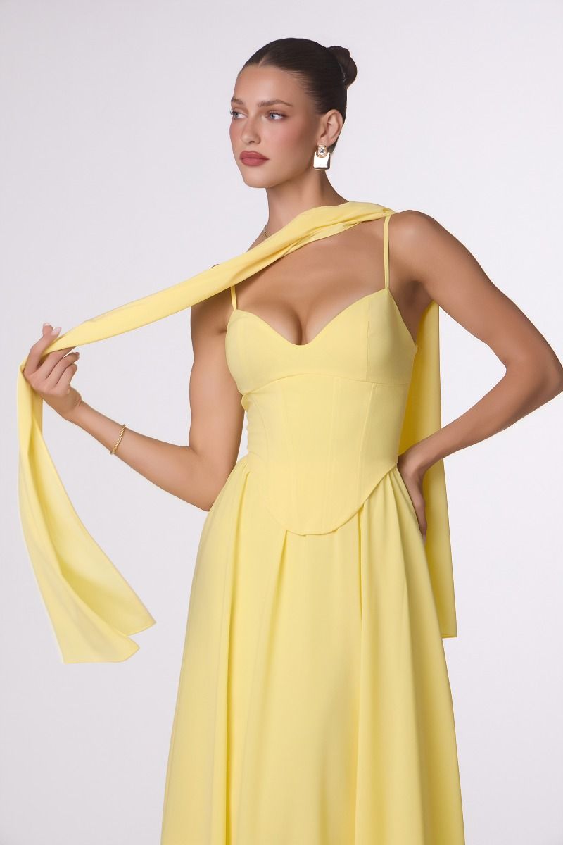 EFFIE GOWN - A-LINE CHIFFON DRESS WITH SCARF