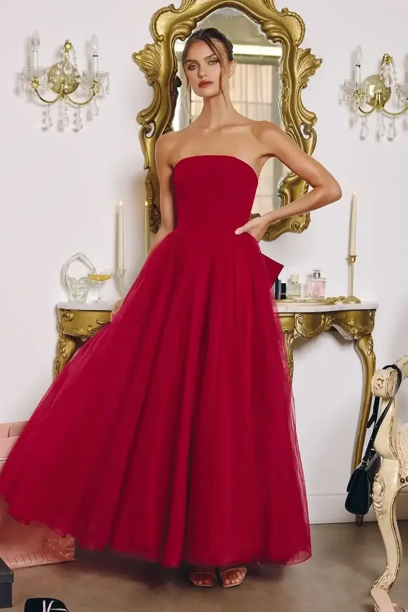 OPHELIA GOWN - STRAPLESS A-LINE DRESS WITH BOW