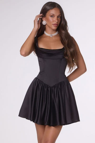 Allie Mini Dress - Lace Up Satin Cocktail Dress