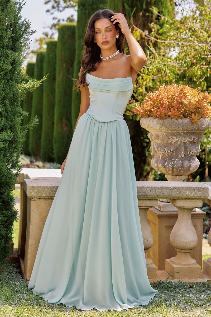 satin chiffon dress Carah Satin And Chiffon Maxi Dress / Pale Pink | MESHKI