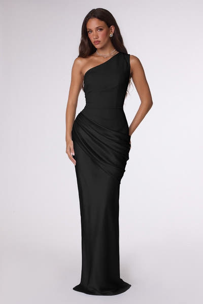 Mathilde Gown - One Shoulder Satin Dress
