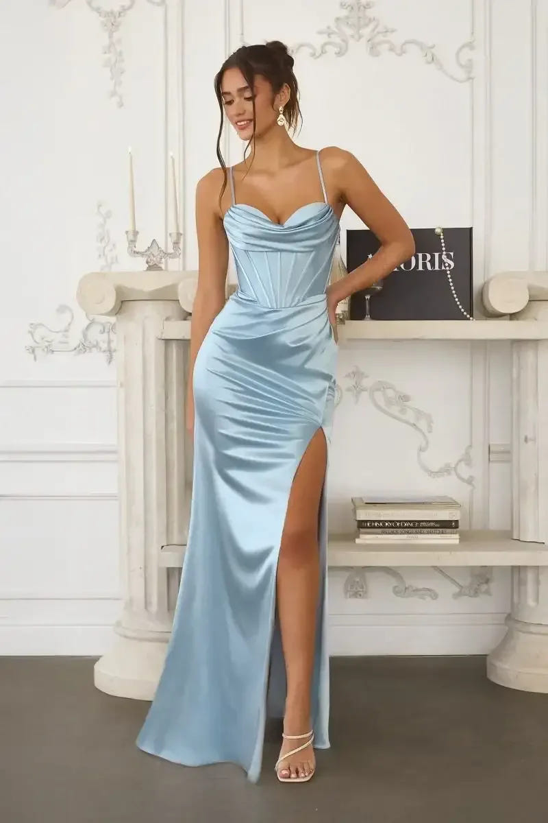 DAWSON GOWN - STRETCH SATIN DRESS