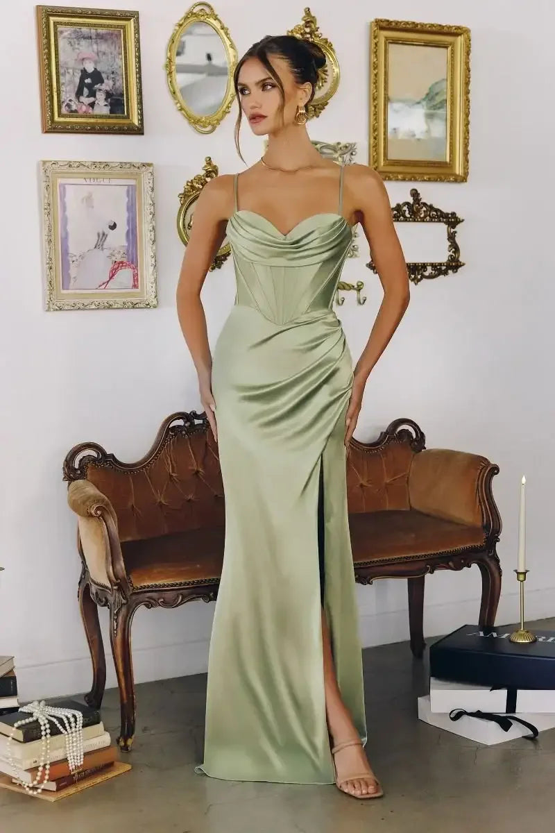 DAWSON GOWN - STRETCH SATIN DRESS