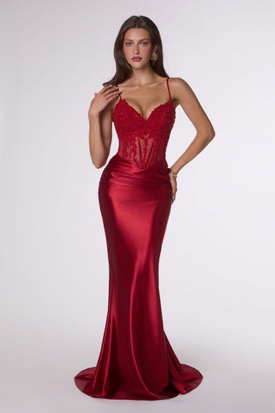 Traci Gown - Metallic Satin Corset Dress