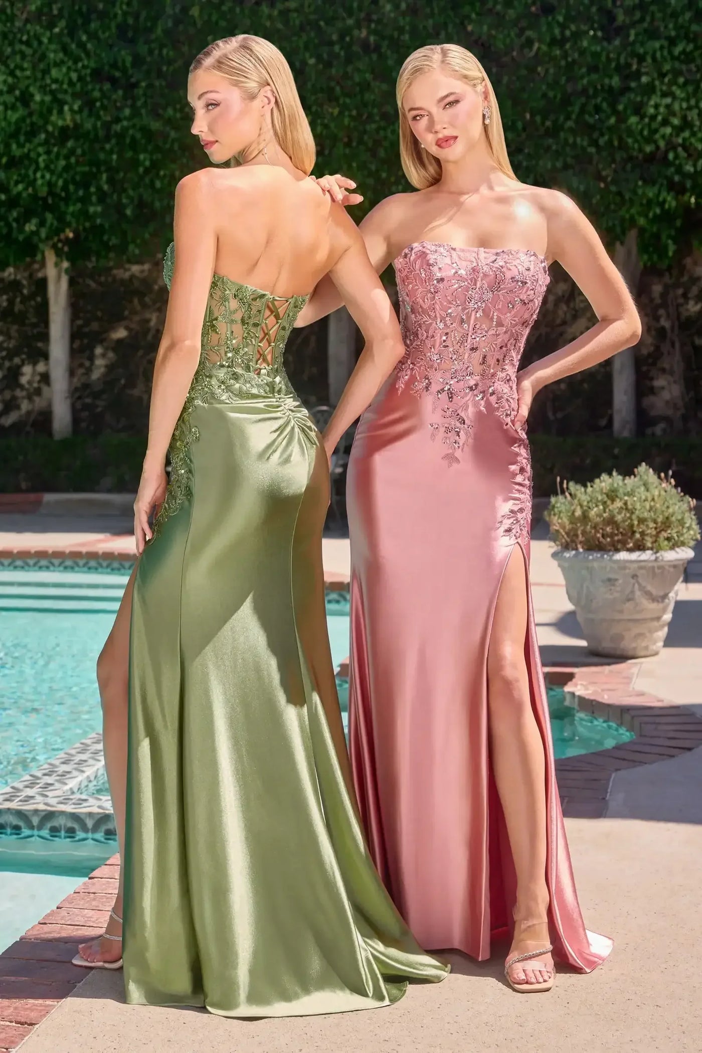 Hayes Gown - Strapless Beaded Satin Evening Dress